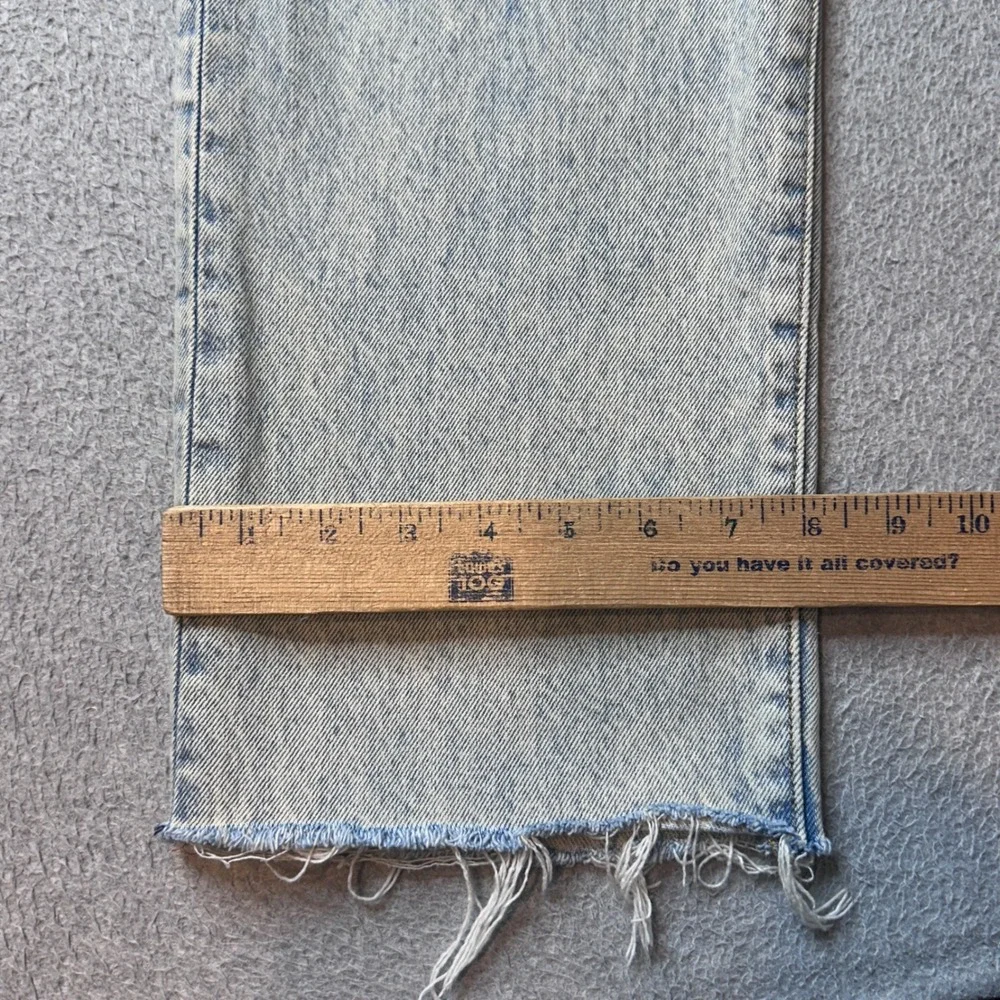 Levi's 501 Jeans Womens 27 Light Blue 90s Straight Leg Raw Hem Acid Wash Denim - Picture 11 of 13